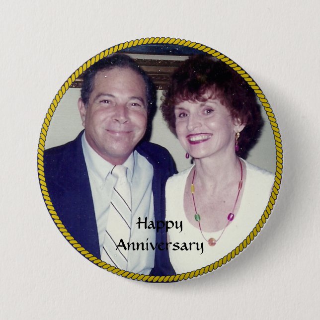 Anniversary Photo Template 3 Inch Round Button (Front)