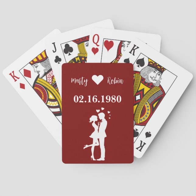 Anniversary Playing Cards Couple Silhouette (Back)