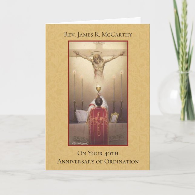 ANNIVERSARY PRIEST ORDINATION HOST CRUCIFIX CARD (Front)
