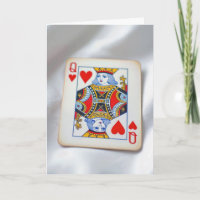 Anniversary Queen of Hearts On White Satin Fabric