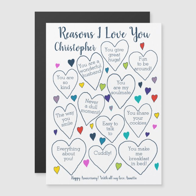 Anniversary Reasons I Love You Personalized Magnet (Front/Back)