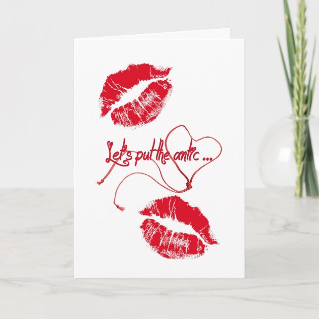 Anniversary Red Lipstick Kisses Card (Front)