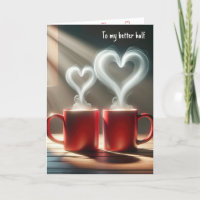 Anniversary Red Mugs With Steamy Heart