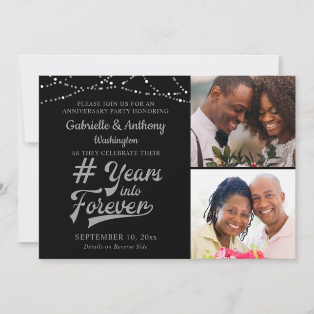 Anniversary Retro # YEARS INTO FOREVER Lights Invi Invitation (Front)