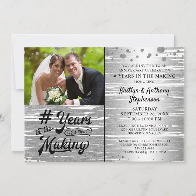 Anniversary Silver YEARS IN THE MAKING Photo Invitation (Front)