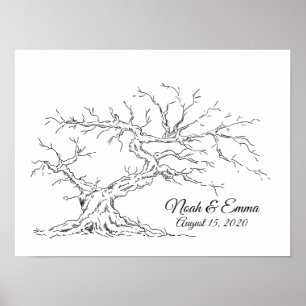 Anniversary Sketched Fingerprint Tree Poster