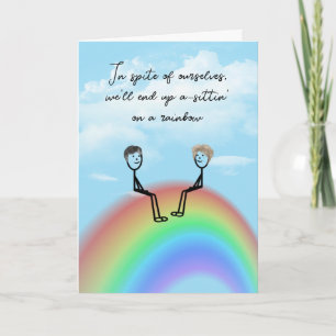 Anniversary Stick Figure Couple On a Rainbow Card
