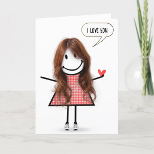 Anniversary Stick Figure Girl With Speech Bubble Card