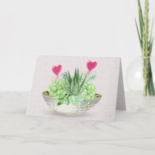 Anniversary Succulent Plant on Terrazzo Card