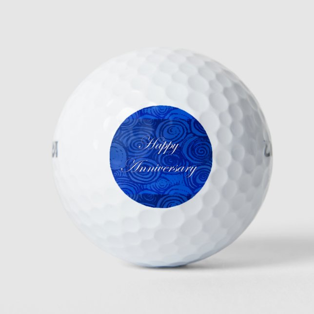 Anniversary Swirls Blue  Golf Balls (Front)