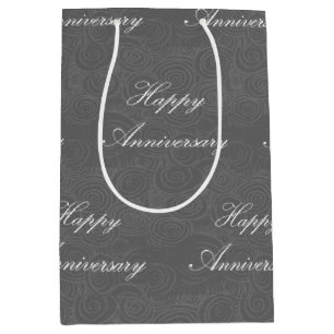 Anniversary Swirls Dark Silver  Medium Gift Bag