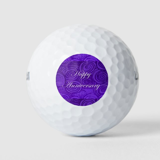 Anniversary Swirls Purple Golf Balls (Front)