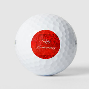 Anniversary Swirls Red Golf Balls