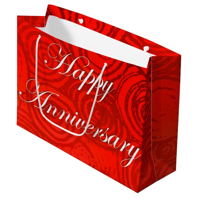 Anniversary Swirls Red Large Gift Bag (Front Angled)