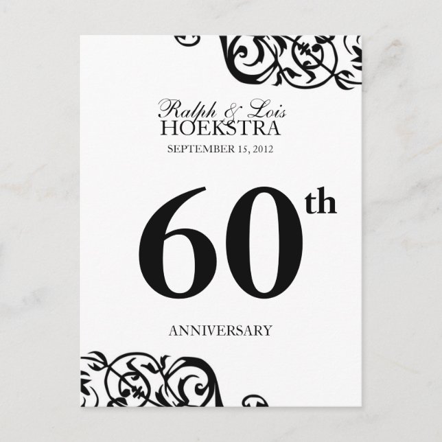Anniversary table number card party reception B&W (Front)