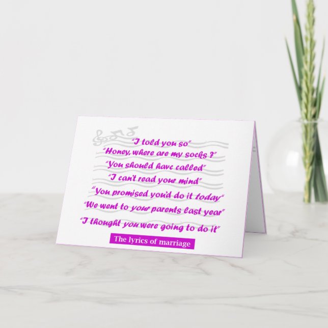 Anniversary - The Lyrics of Marriage Card (Front)