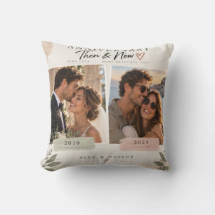 Anniversary Then and Now Photo Pillow