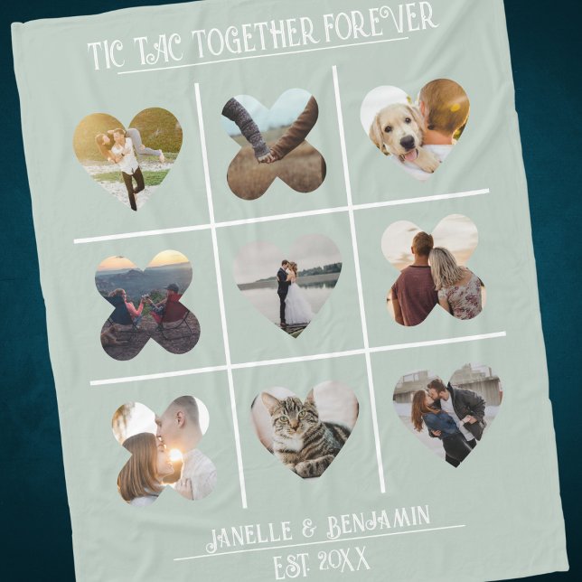 Anniversary Tic Tac Together Photo Template Fleece Blanket (Creator Uploaded)