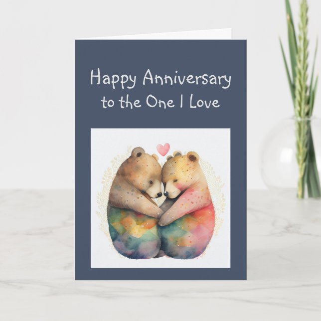  Anniversary to the One I Love Honey Bear Animals  Card (Front)