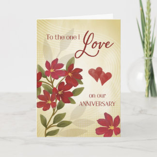 Anniversary to the one I Love Red Floral Collage  Card