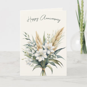 Anniversary Watercolor Flower Bouquet Card