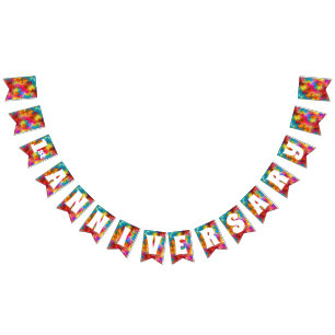 ANNIVERSARY WEDDING COLORFUL RAINBOW PERSONALIZED  BUNTING FLAGS