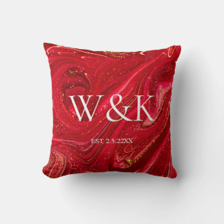 Anniversary wedding couple monogram initials throw pillow