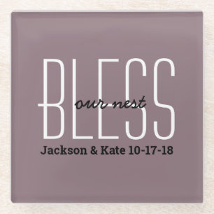 Anniversary Wedding Date Bless Our Nest Custom Glass Coaster