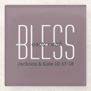 Anniversary Wedding Date Bless Our Nest Custom Glass Coaster