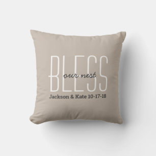 Anniversary Wedding Date Bless Our Nest Custom Throw Pillow