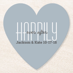 Anniversary Wedding Date Happily Ever After Custom Paper Coaster