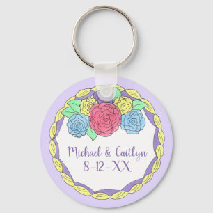 Anniversary Wedding Favour Cake w/ Roses Keychain