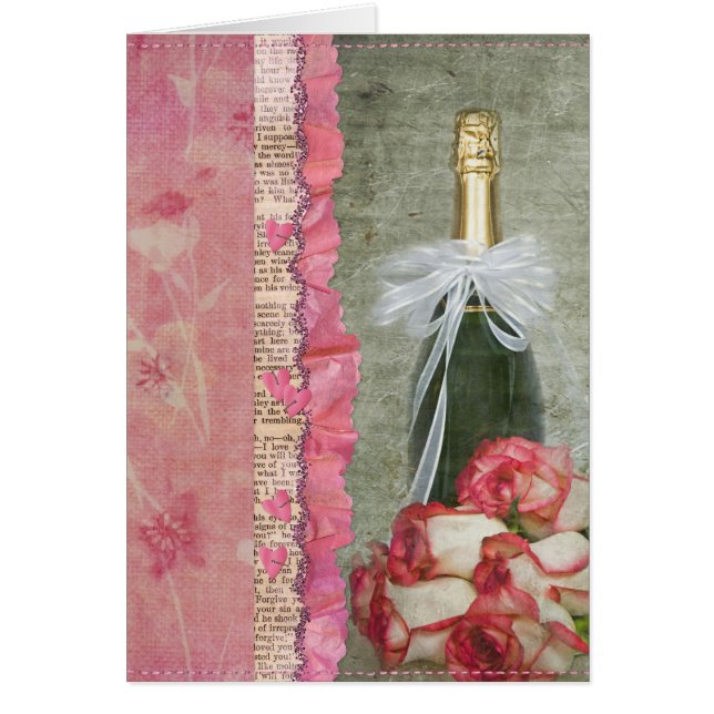 Anniversary wine bottle with roses (Front)