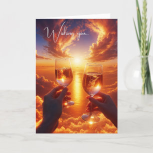 Anniversary Wine Toast At Sunset Card