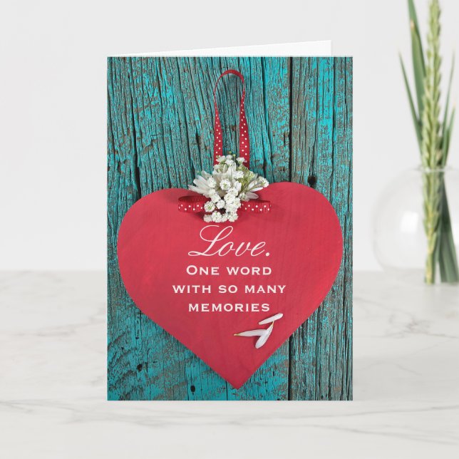 anniversary wooden red heart with daisy bouquet card (Front)