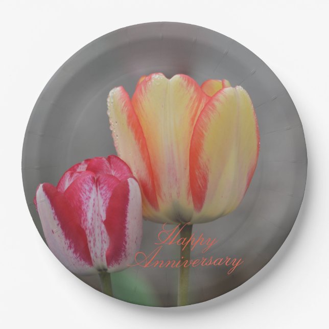 Annivsersary Tulip Paper Plate (Front)