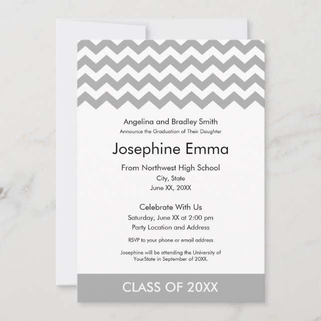 Annonce de diplôme et invitation - Chevrons (Devant)