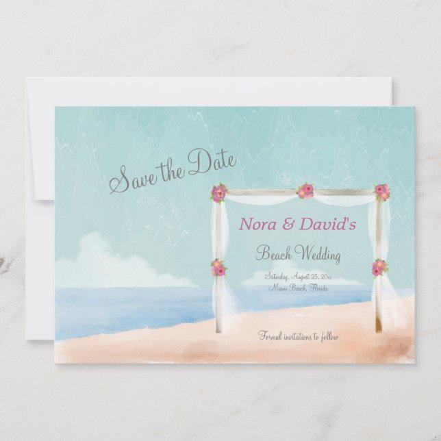 Annonce de mariage sur la plage, carte "Save the D (Devant)