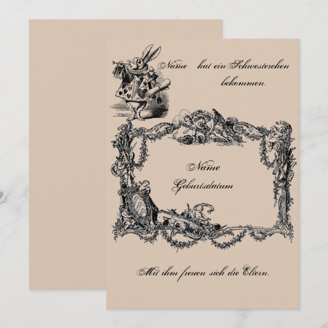 Annonce de naissance – Carte de naissance (Devant / Derrière)