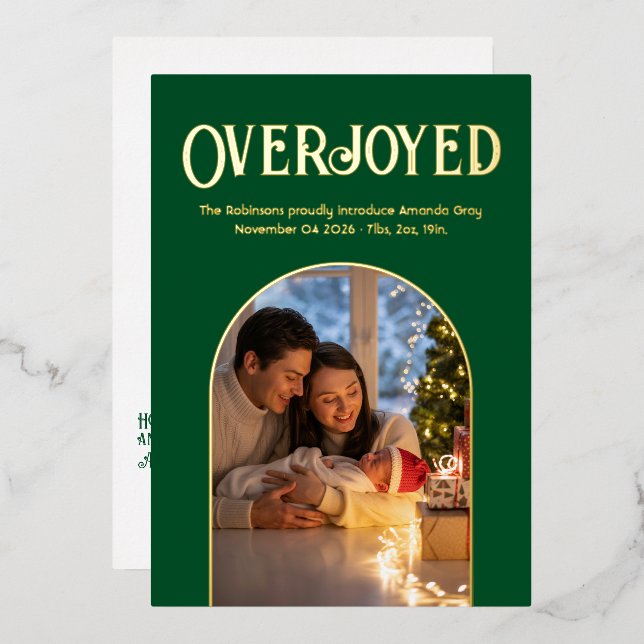 Annonce de naissance de bébé Luxe Evergreen Photo (Recto/Verso)