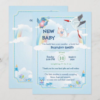 annonce de nouveau bébé garçon. Invitation