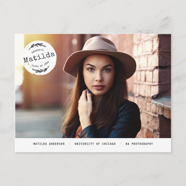 Annonce de photo de diplômé moderne + invitation à (Devant)