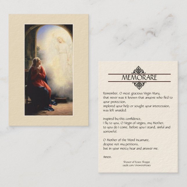 Annonce des cartes saintes de prière de Mary (Devant / Derrière)