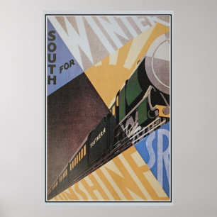 Annonce ferroviaire du sud de voyage d'art déco