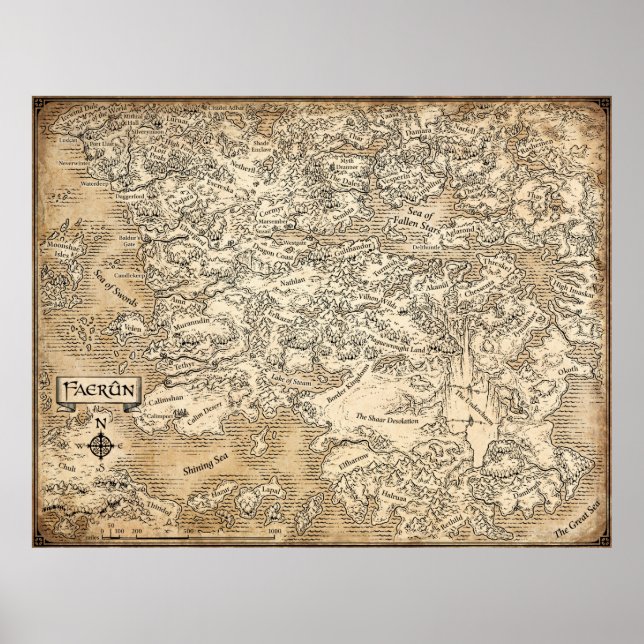 Annotated map of Faerun // Forgotten Realms  Poster (Front)