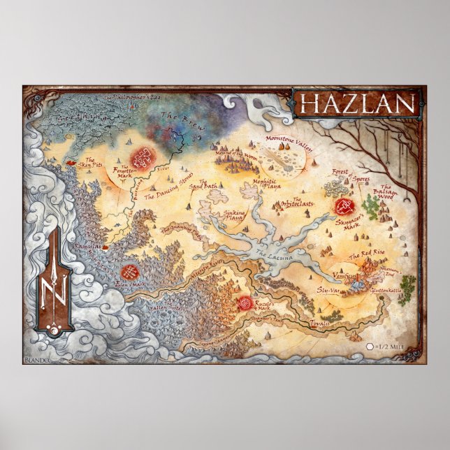 Annotated map of Hazlan (Ravenloft) Poster (Front)