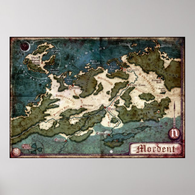 Annotated Map of Mordent (Ravenloft) Poster (Front)