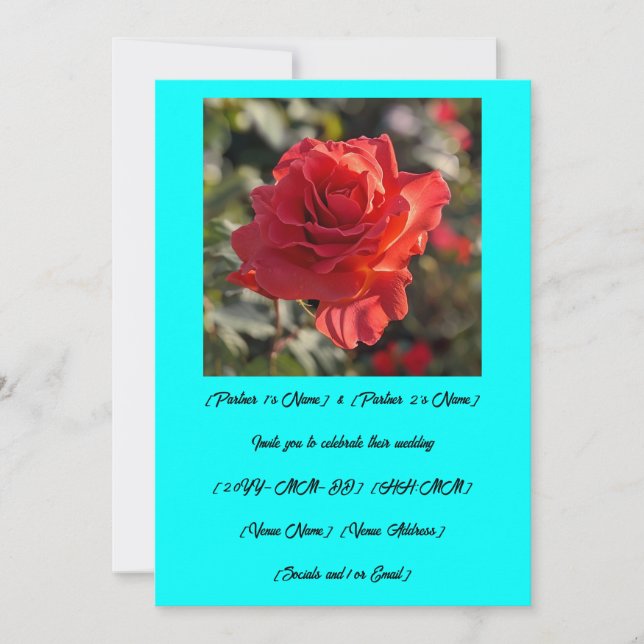 Announce Your Union with an Enchanting Red Rose Invitation (Front)