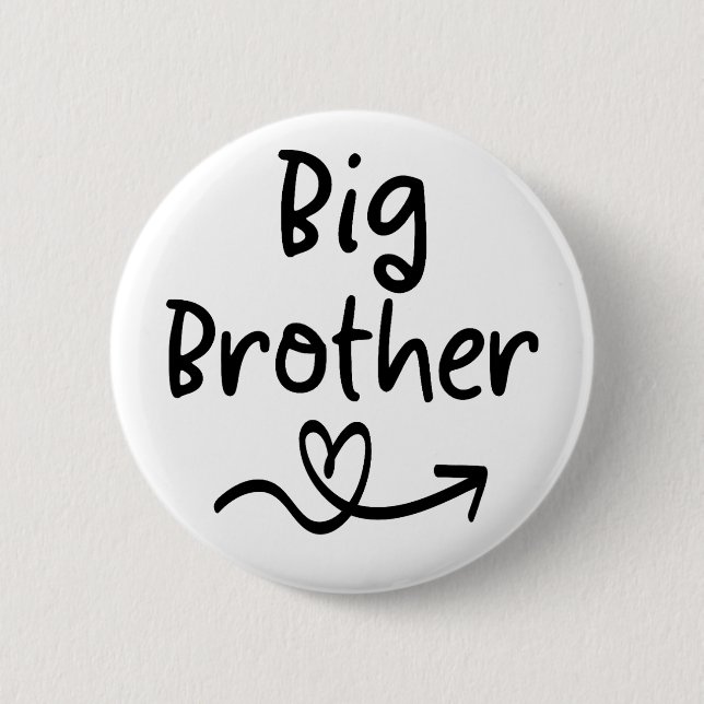 Announcement Big Brother | Matching Sibling Family 2 Inch Round Button (Front)