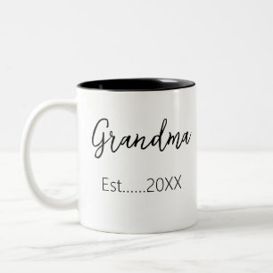 Announcement Grandma Established Personalize Two-Tone Coffee Mug